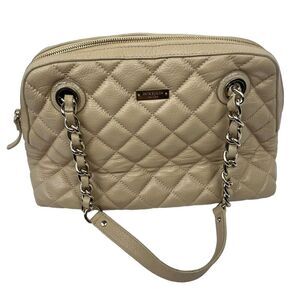 Kate Spade Georgina Gold coast Tan Cream Quilted Leather Satchel Bag Chain Bag